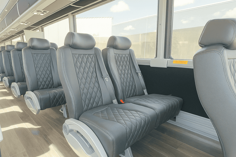 interior of Meridian Minibus Company charter bus